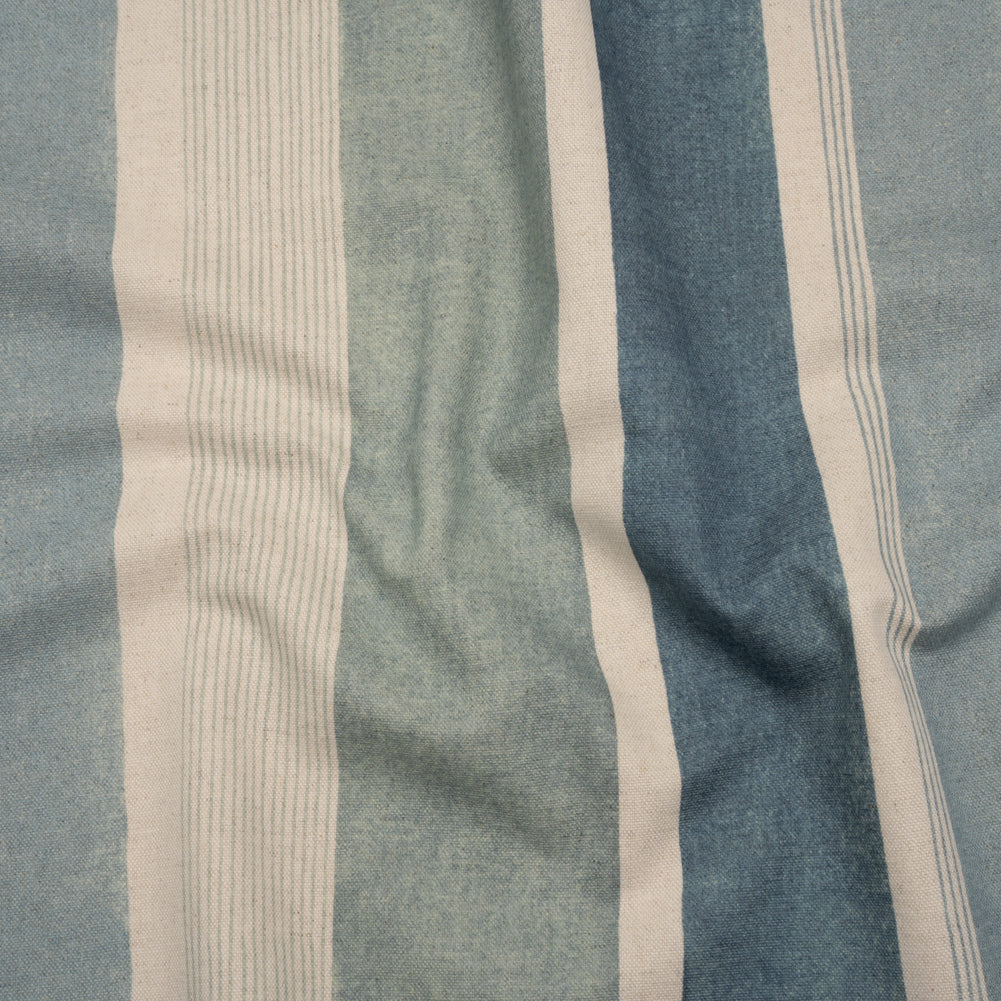 Printed Cotton and Linen Canvas - Azure Stripes - British Imported - Joann Fabrics