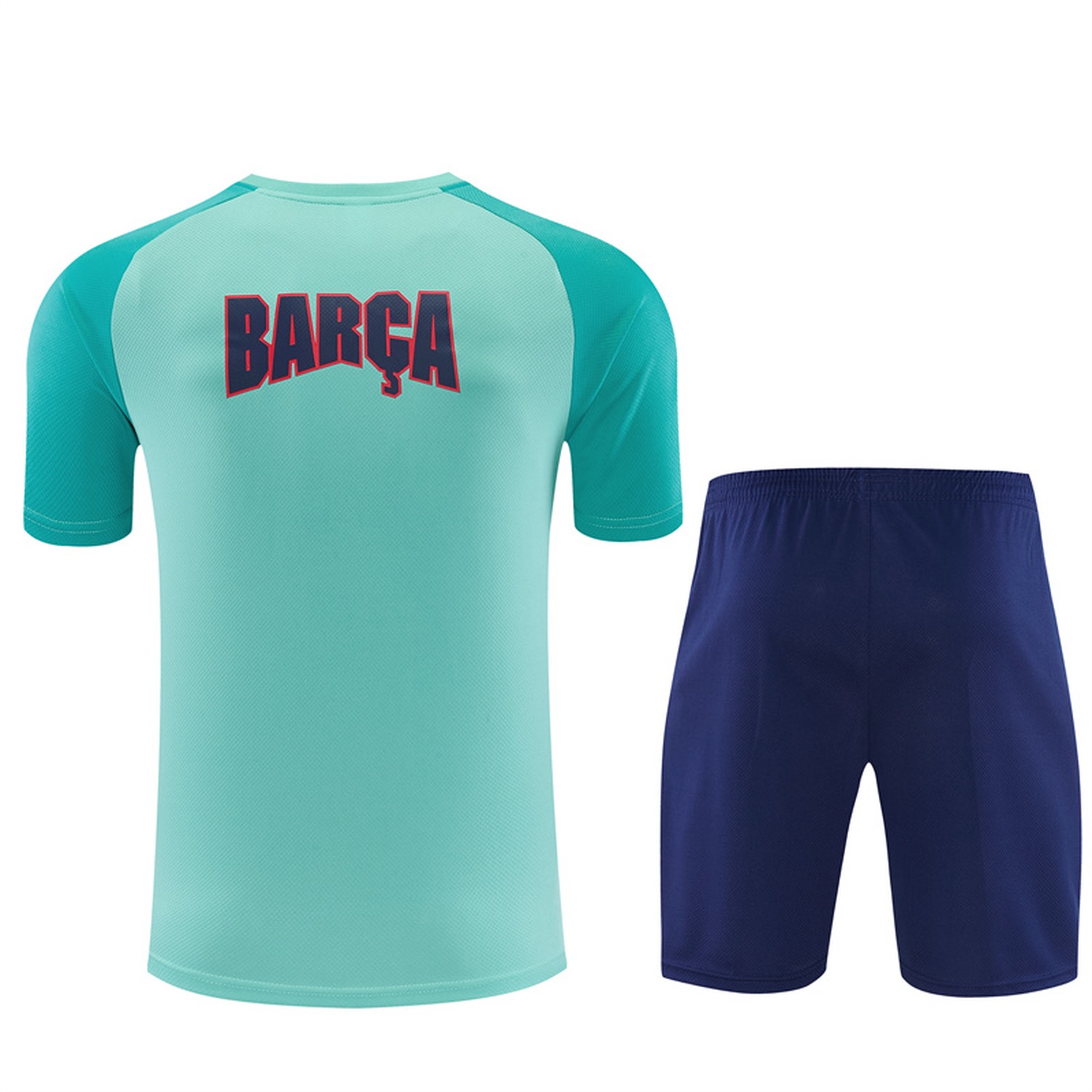 Barcelona 26-27 Short-Sleeve Training Set - Mint Green Top & Deep Blue Shorts - UnitedFutballJersey