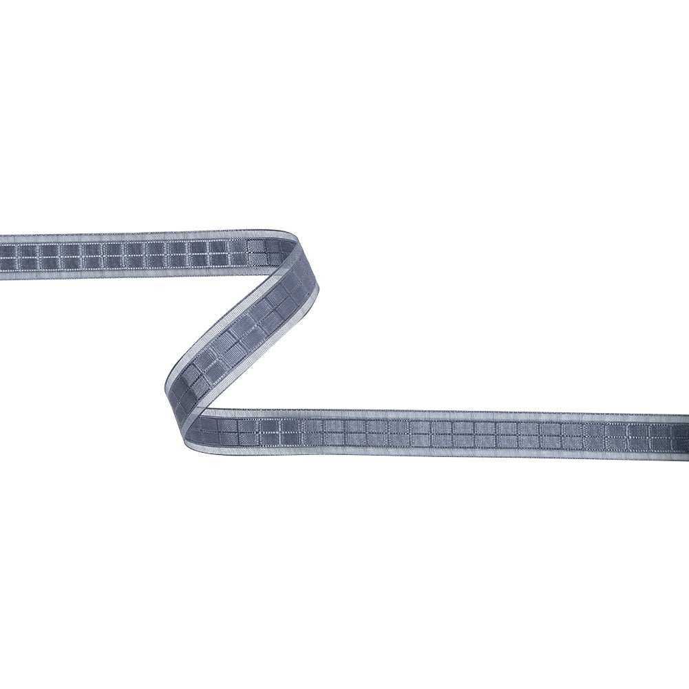 Gray Squares and Sheer Borders Ribbon - 0.5625