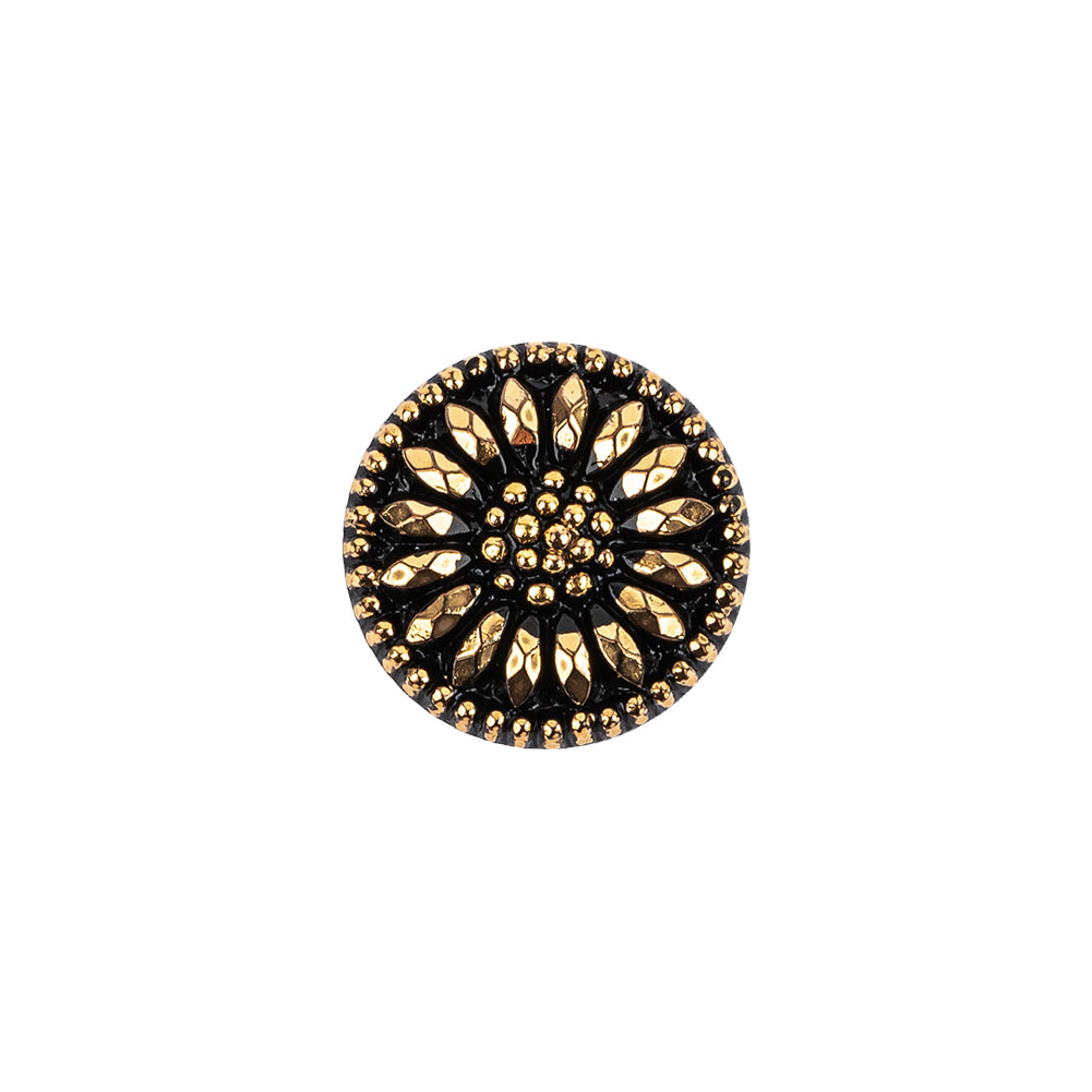 Vintage Gold and Black Floral Shank Back Glass Button - 22L/14mm - Joann Fabrics