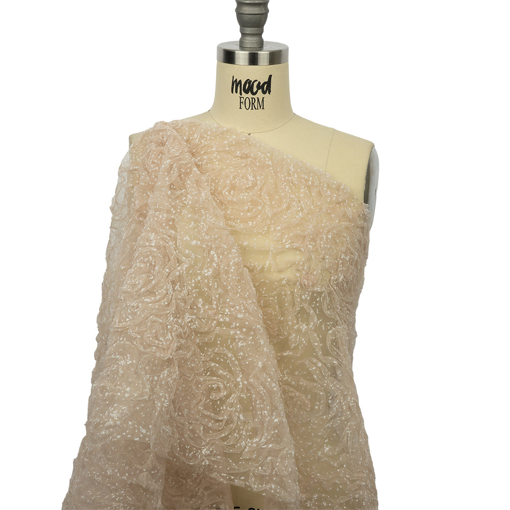 3D Fabric Roses Glitter Tulle - Champagne - Joann Fabrics