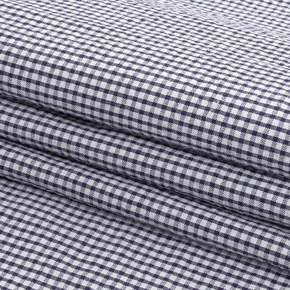 Organic Cotton Seersucker - Navy Gingham - Olinda Collection - Joann Fabrics