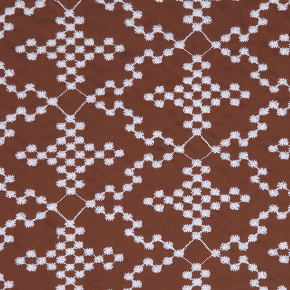 Brownie/White Floral Cotton Embroidered Poplin - Joann Fabrics