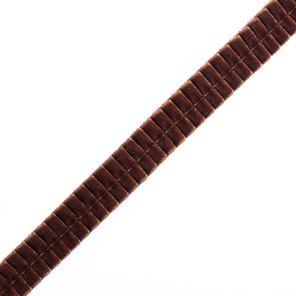 Italian Dark Brown Velvet Knife Pleated Trimming - 0.875