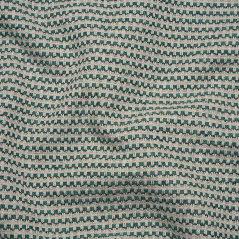 Recycled Polyester and Cotton Jacquard - Kingfisher Little Checked Stripes - British Imported - Joann Fabrics