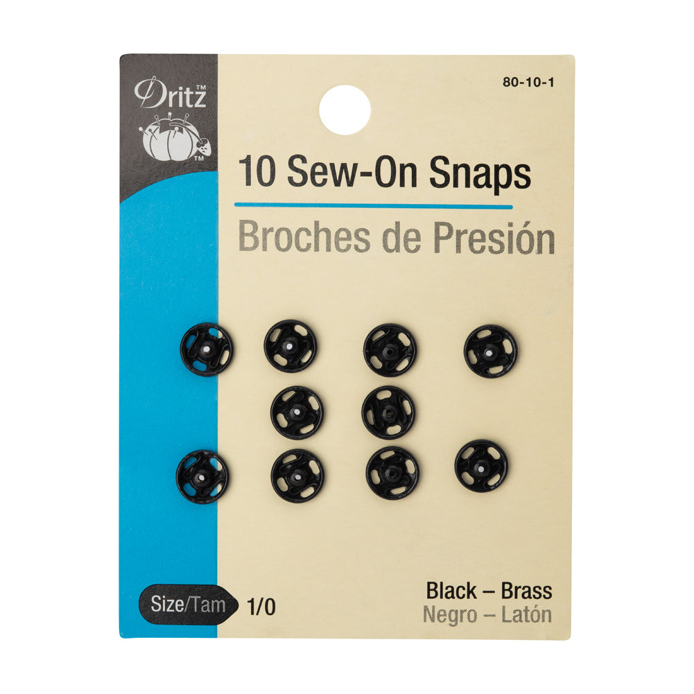 Dritz Sew On Snaps Size 1/0 - Black, 10ct - Joann Fabrics