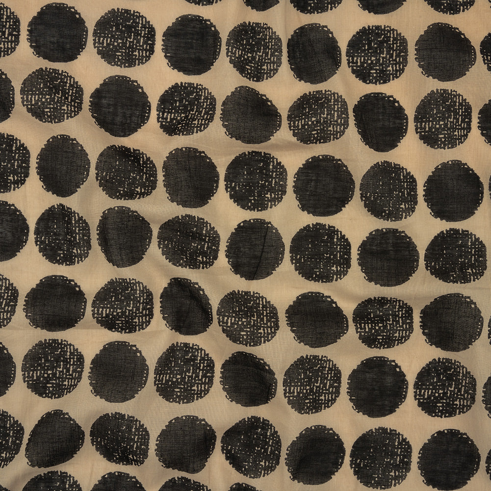 Tocca Beige and After Dark Distressed Circles Cotton Voile - Joann Fabrics
