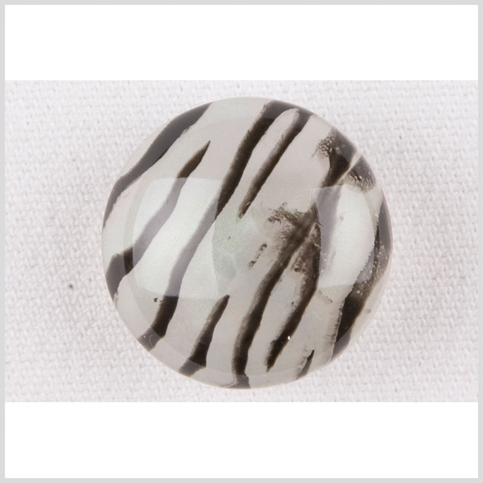 Plastic Shank Back Button - 28L/18mm - Dome Shaped Ivory and Charcoal Painted Zebra Stripes - Joann Fabrics