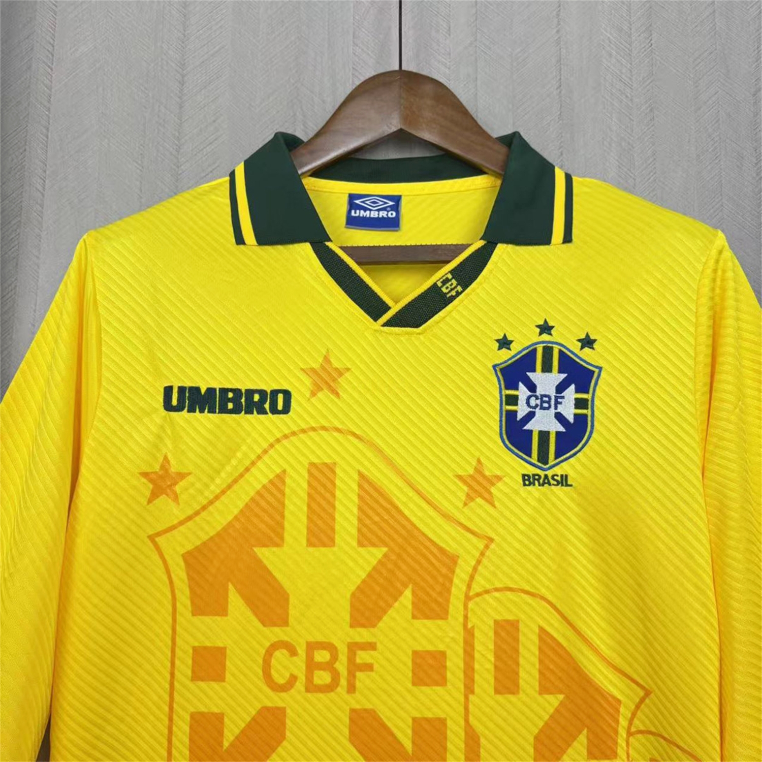Retro Brazil 1994 Home Long Sleeves Jersey - Fans Version - UnitedFutballJersey