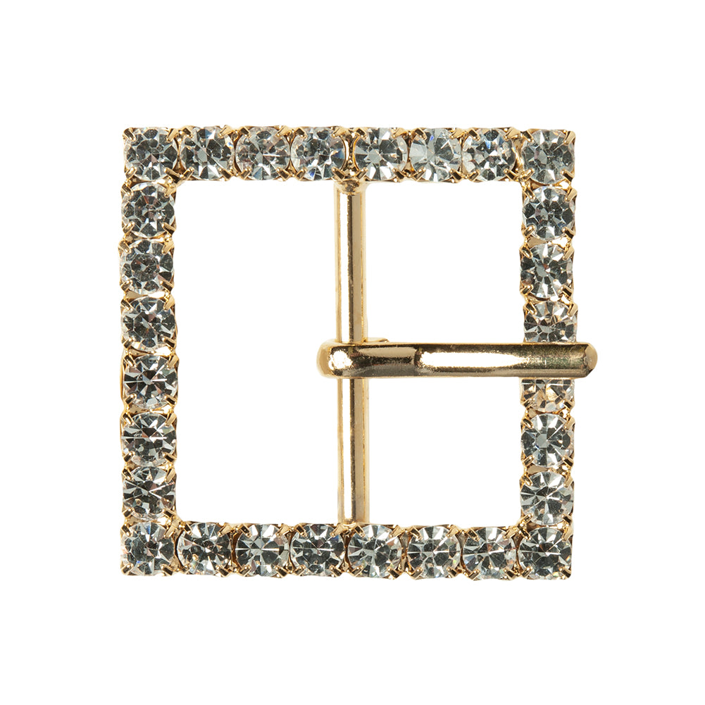 Swarovski Crystal and Gold Square Rhinestone Buckle - 1.375