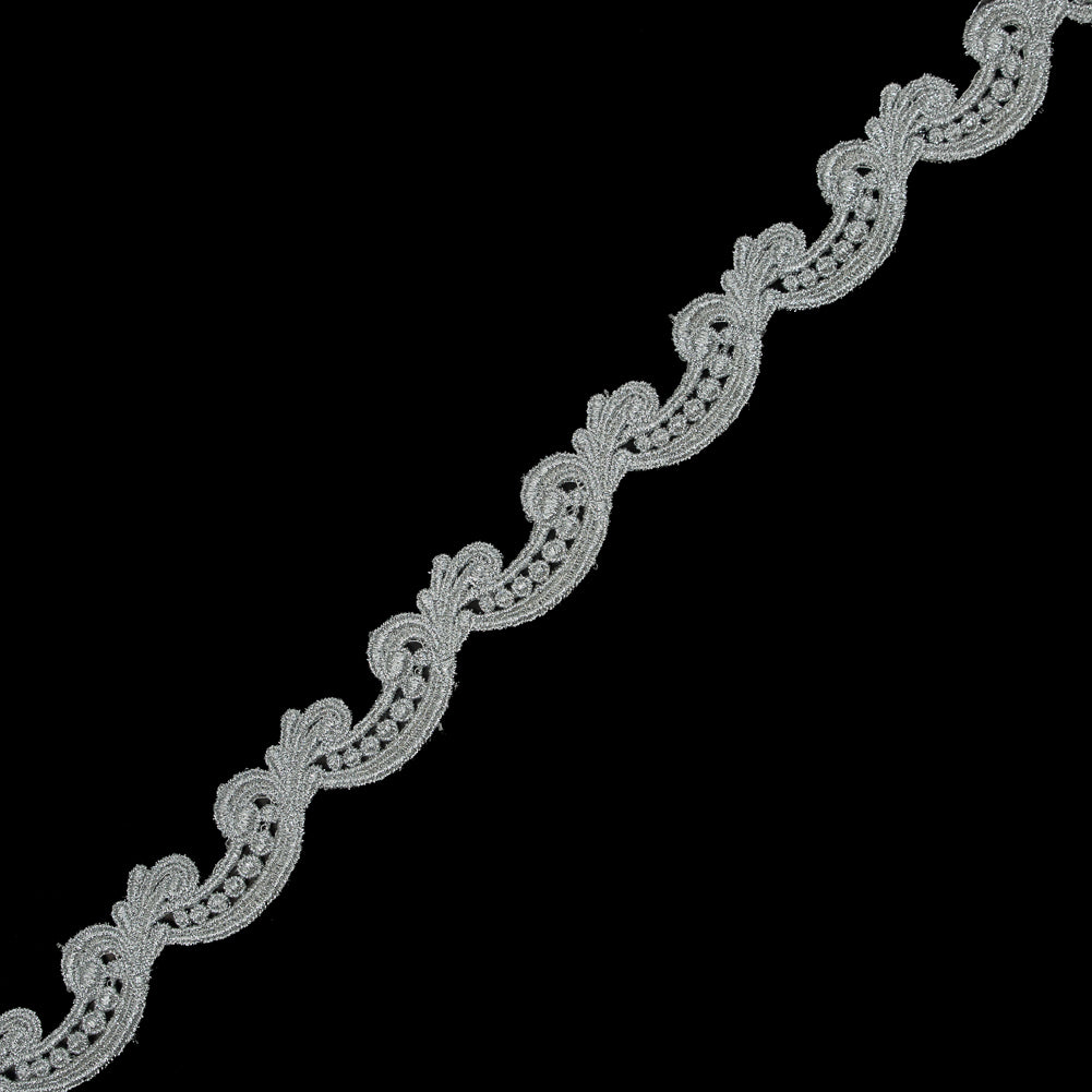 Metallic Silver Guipure Lace Trim - 1.25