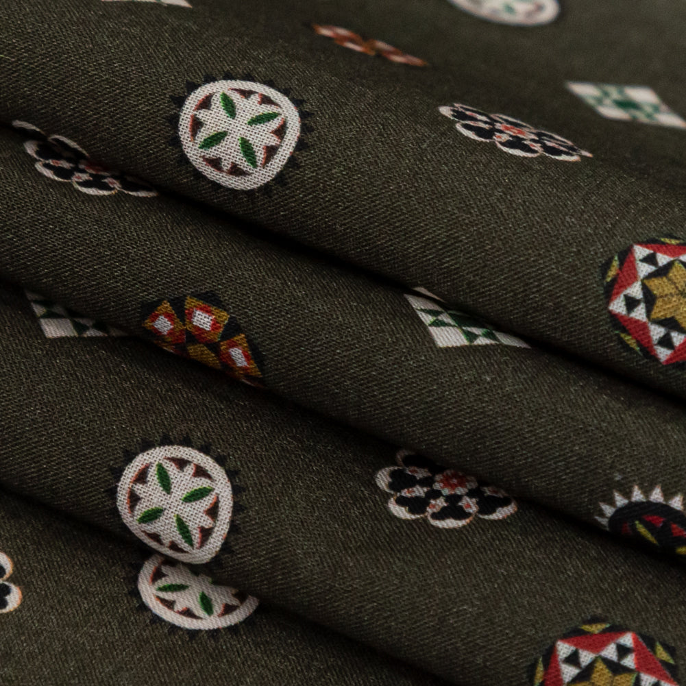 Cotton Voile - Olive Green LIttle Medallions - Emblematic Medallions Print - Mood Exclusive Serengeti Collection - Joann Fabrics