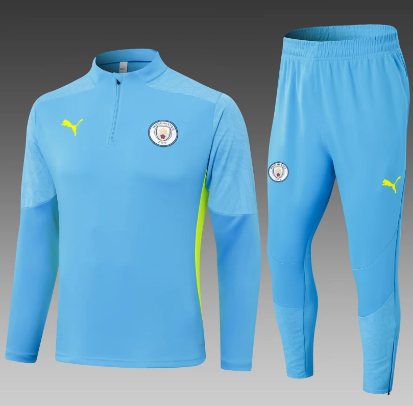 2024/2025 Manchester City Half-Pull Training Suit Bule Football Shirt 1:1 Thai Quality Set