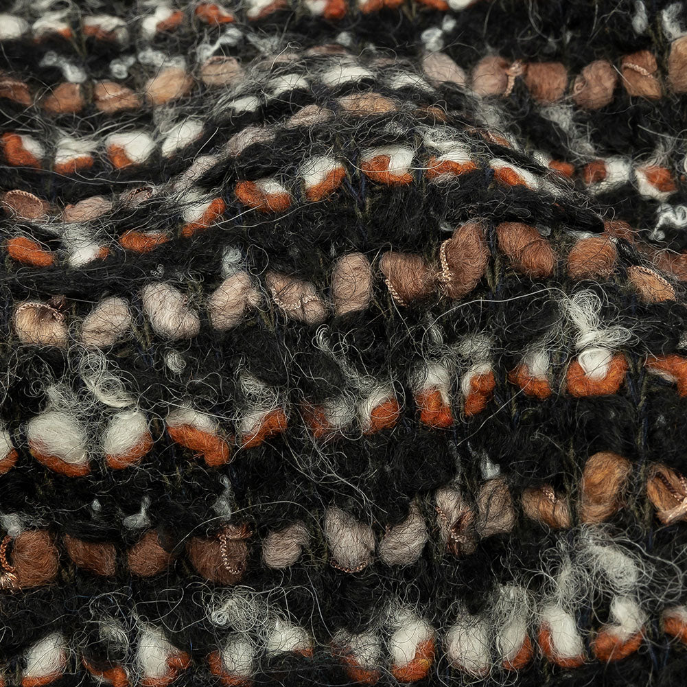 Black, Orange and Tan Striped Boucle Chunky Wool Sweater Knit - Joann Fabrics