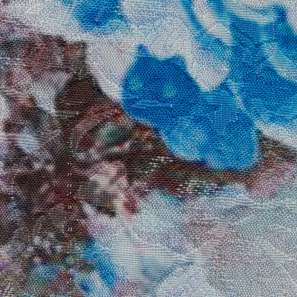 French Blue and Birch Digitally Printed Floral Jacquard - Joann Fabrics
