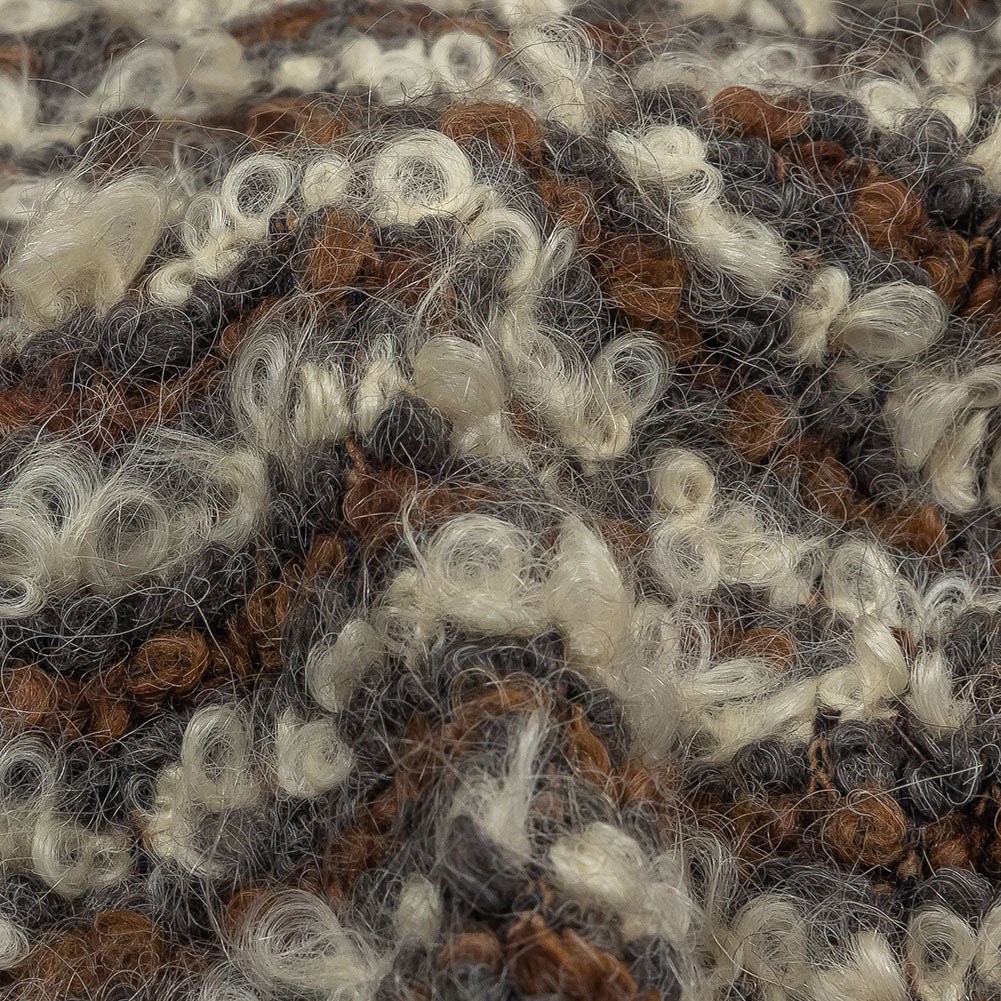 Brown, Charcoal and Off White Striped Plush Boucle Wool Knit - Joann Fabrics