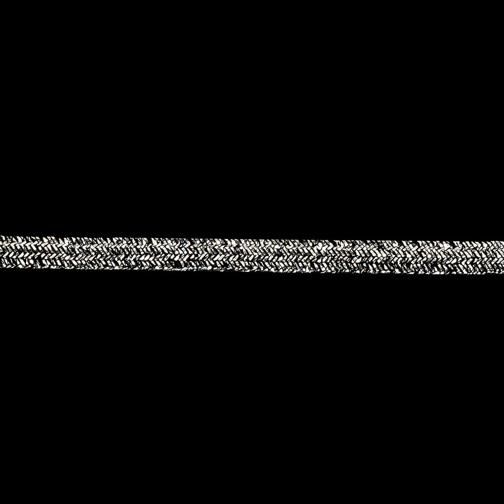 Black and Silver Soutache Flat Braided Cord - 0.2