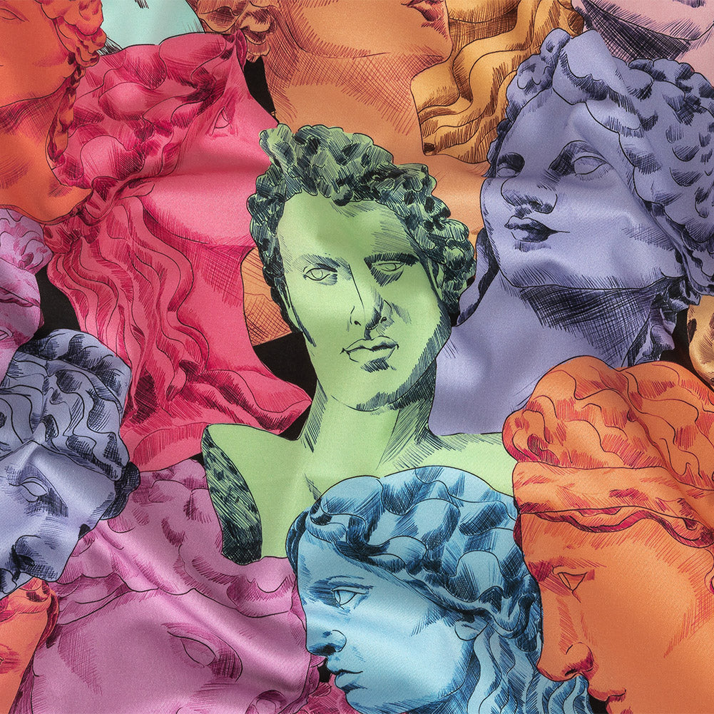 Stretch Cotton Sateen - Rainbow Roman Busts - Saccharine Statuary Print - Mood Exclusive Sugar Collection - Joann Fabrics
