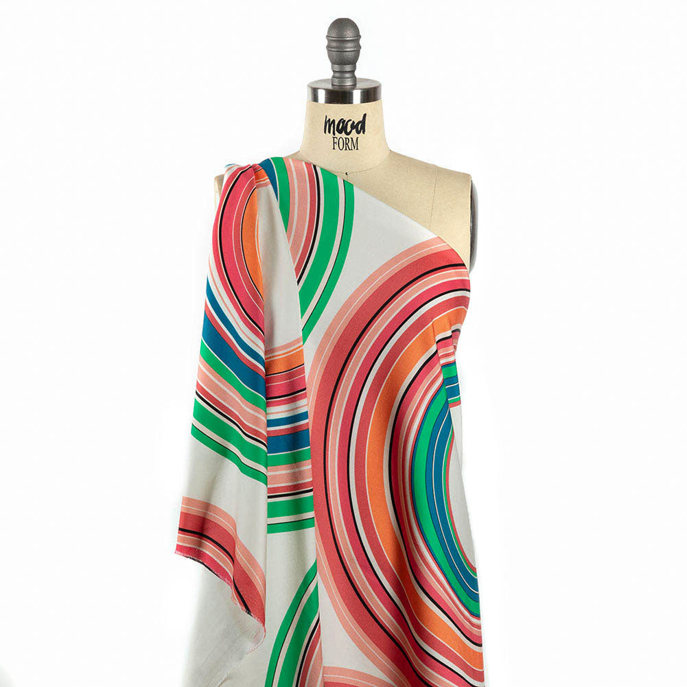 Stretch Cotton Sateen Panel - Multicolor Big Circles - A-Side Print - Mood Exclusive Yesterday Collection - Joann Fabrics