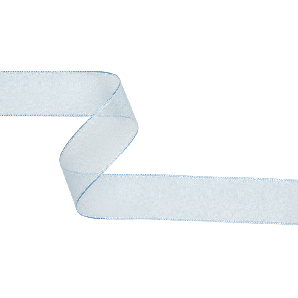 Sheer Ribbon with White Stitched Border - 1.5