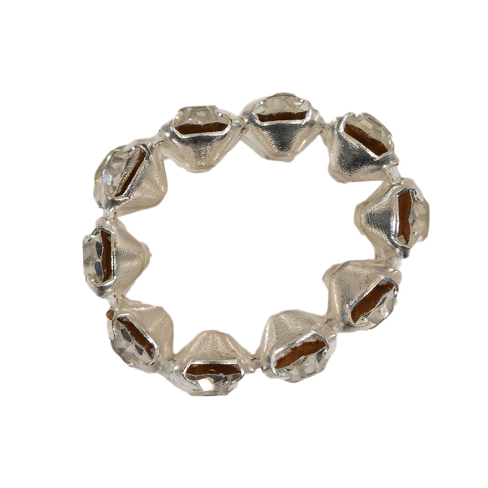 Vintage Crystal and Silver Two-Row Rhinestone Ring - 0.375