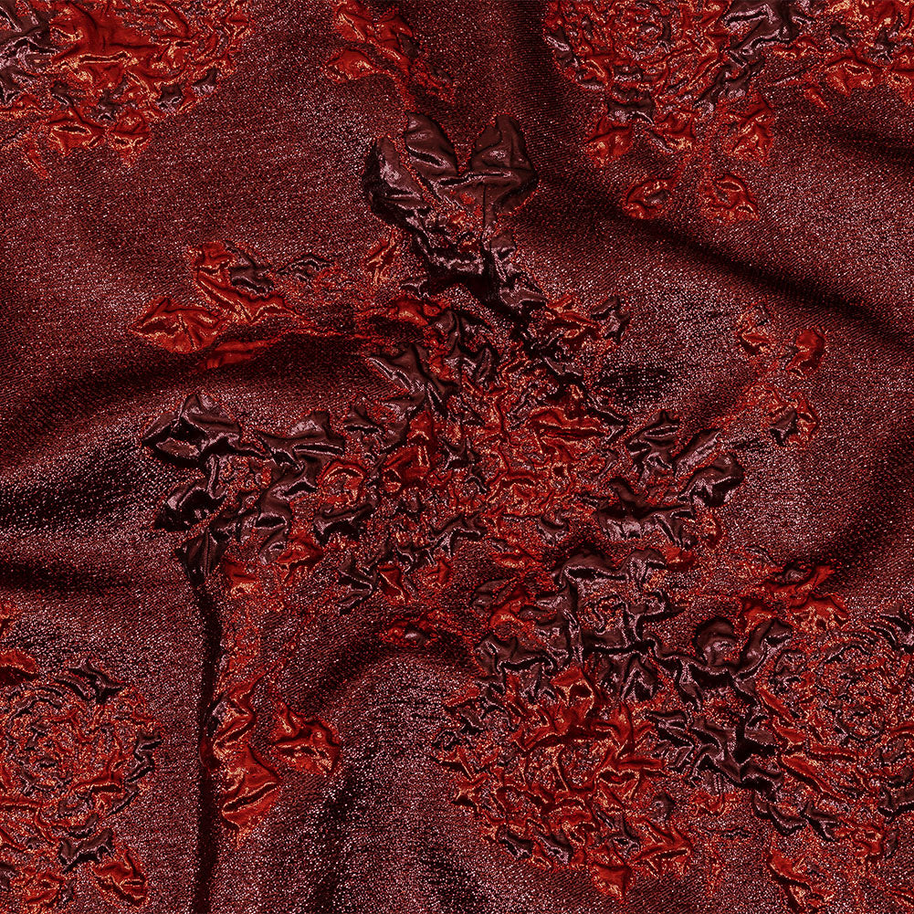 Metallic Scarlet and Burgundy Floral Luxury Brocade - Joann Fabrics