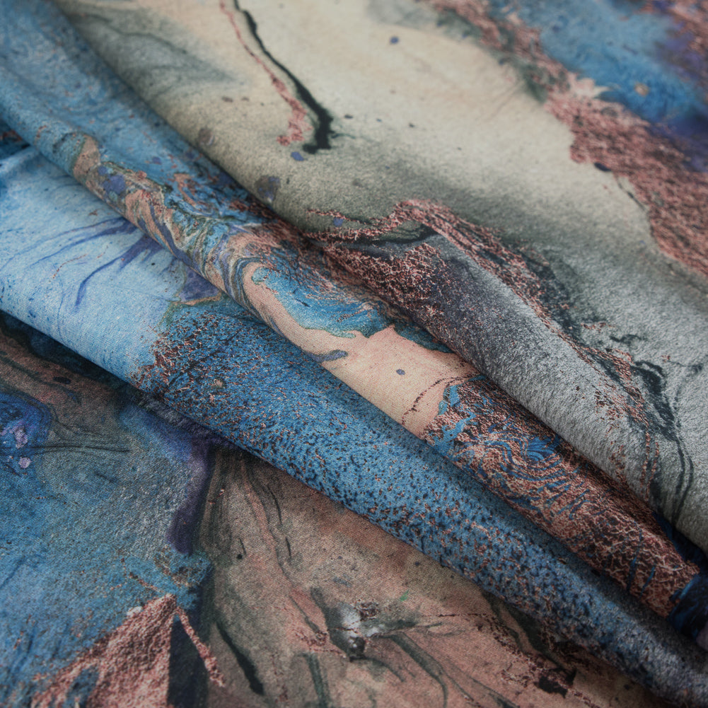 Cotton Voile - Blue Abstract - Balance of Peace Print - Mood Exclusive Key Largo Collection - Joann Fabrics