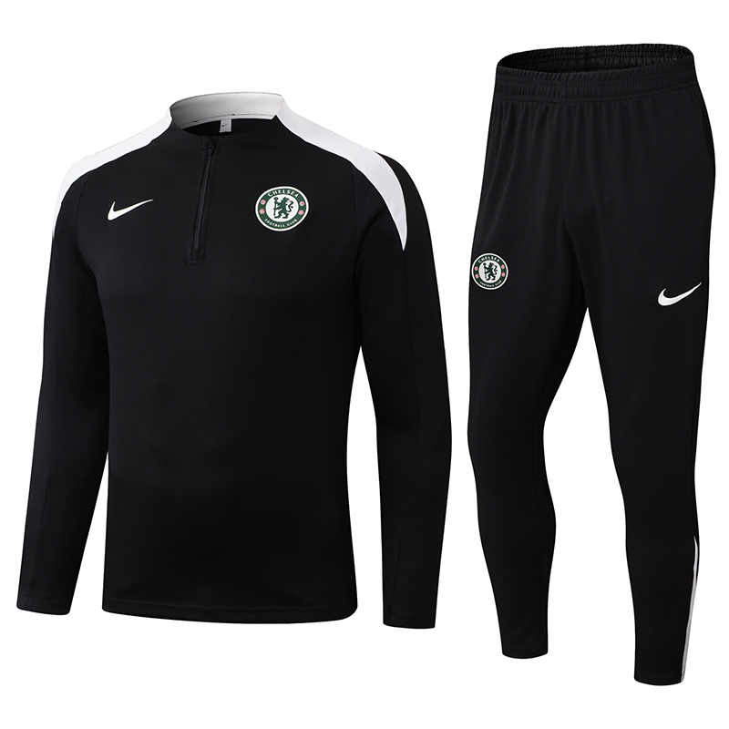 2025/2026 Chelsea Half-Pull Training Suit Black Football Shirt 1:1 Thai Quality Set