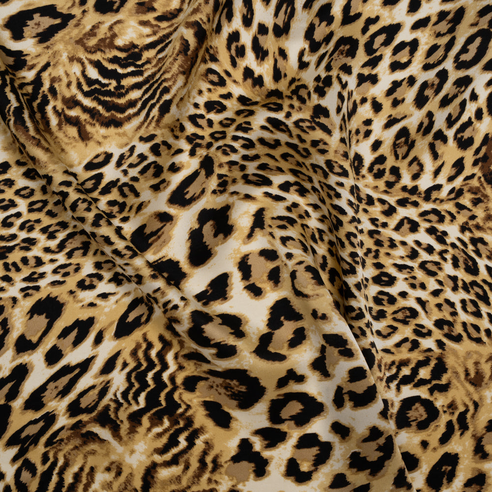 Silk Charmeuse Print - Beige, Brown and Black Leopard Spots - Deadstock - Joann Fabrics