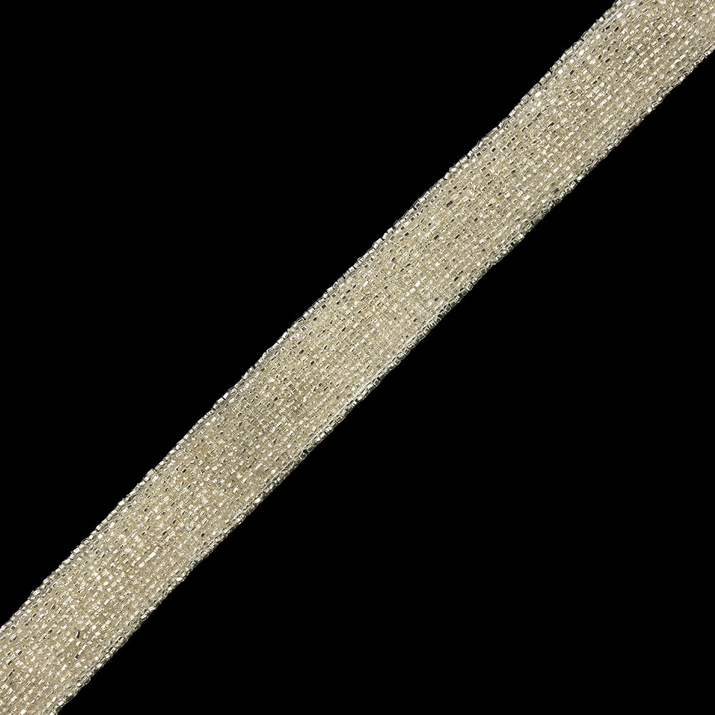 Vintage Silver 14-Row Glass Seed Beaded Trim - 1