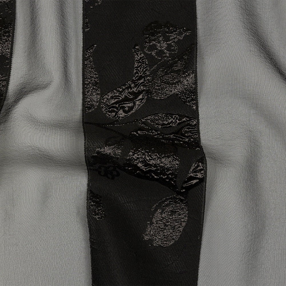 Metallic Black Floral Luxury Brocade with Sheer Stripes - Joann Fabrics