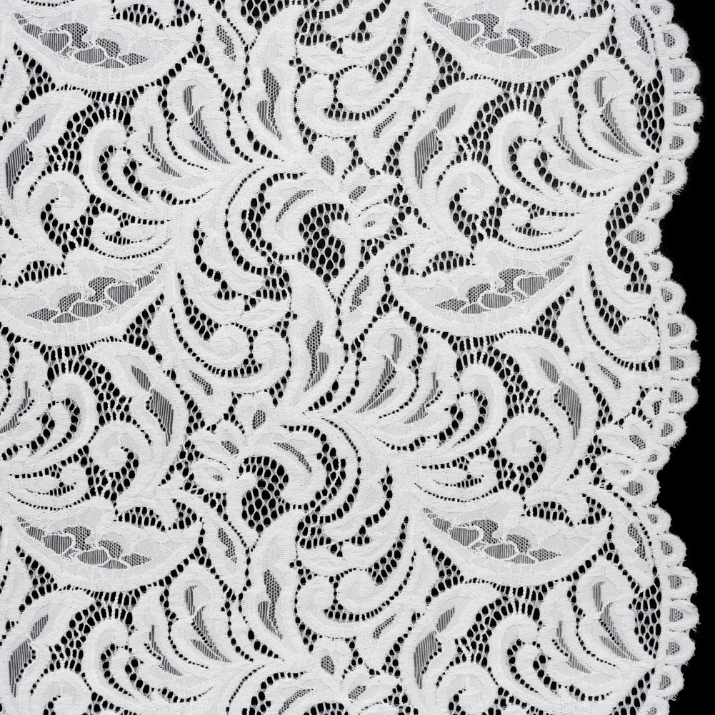 Stretch Re-Embroidered Lace with Finished Edges - Ivory Paisley Leaves and Florals - Joann Fabrics