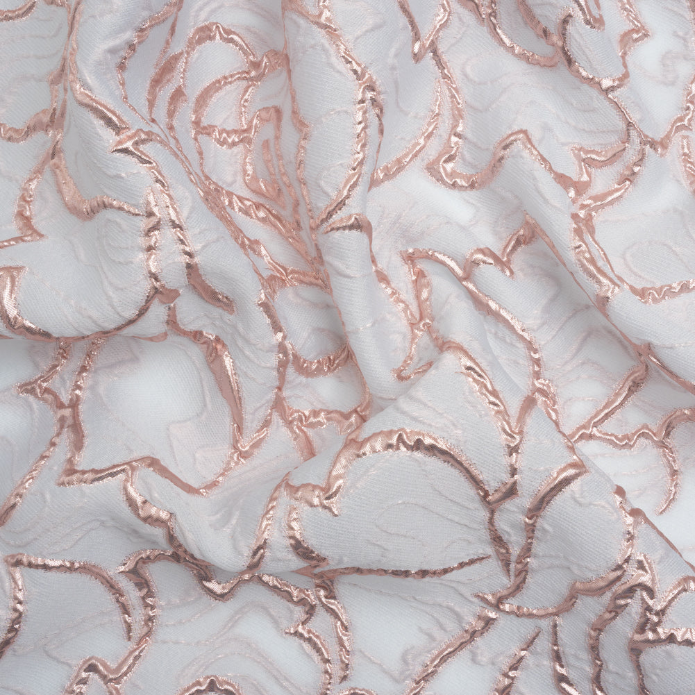 Rose Outlines Cutwork Luxury Brocade - Metallic Rose Gold and Pale Blue Gray - Joann Fabrics