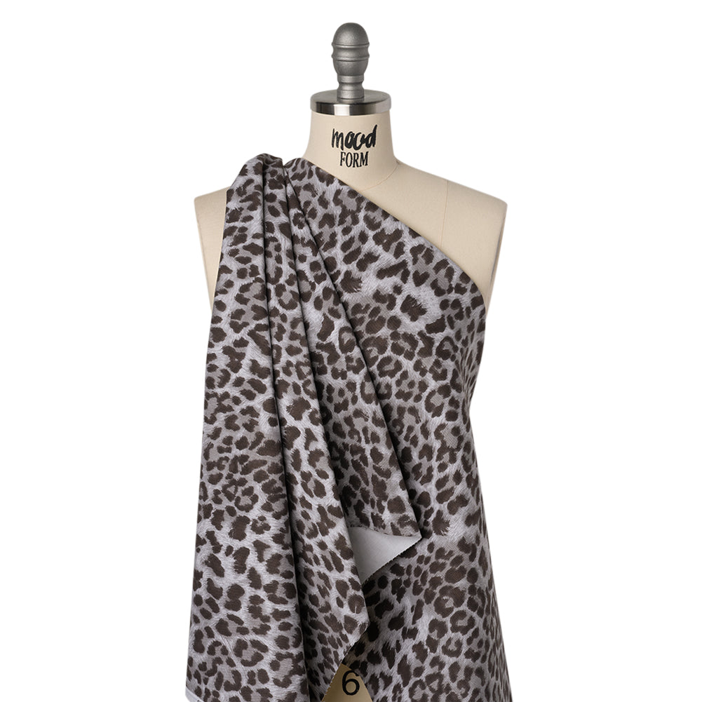Stretch Cotton Twill - Dark Brown and Gray Leopard Fur - Designer Deadstock - Joann Fabrics