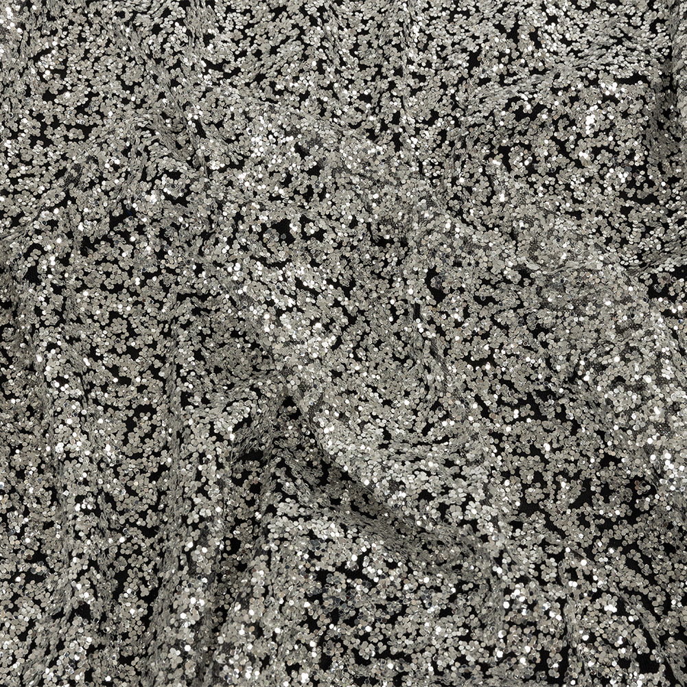 Tulle with Glitter Clusters - Black with Platinum - Eminence Collection - Joann Fabrics