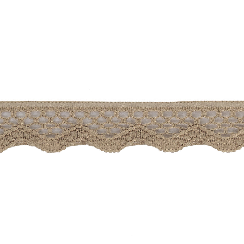 Desert Beige Scalloped Edge Lace Geometric Trimming - 0.5