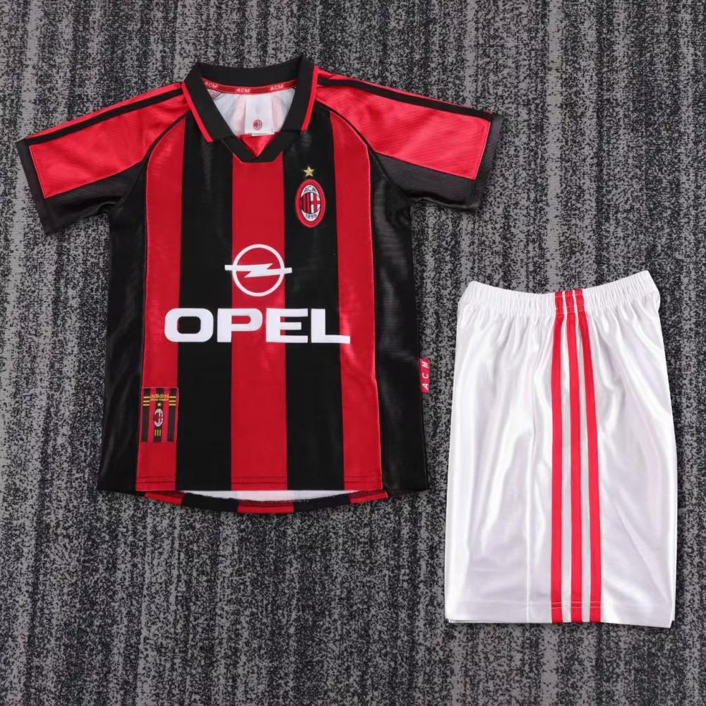 1998-1999 Retro AC Milan Home Football Shirt 1:1 Thai Quality Kids Size