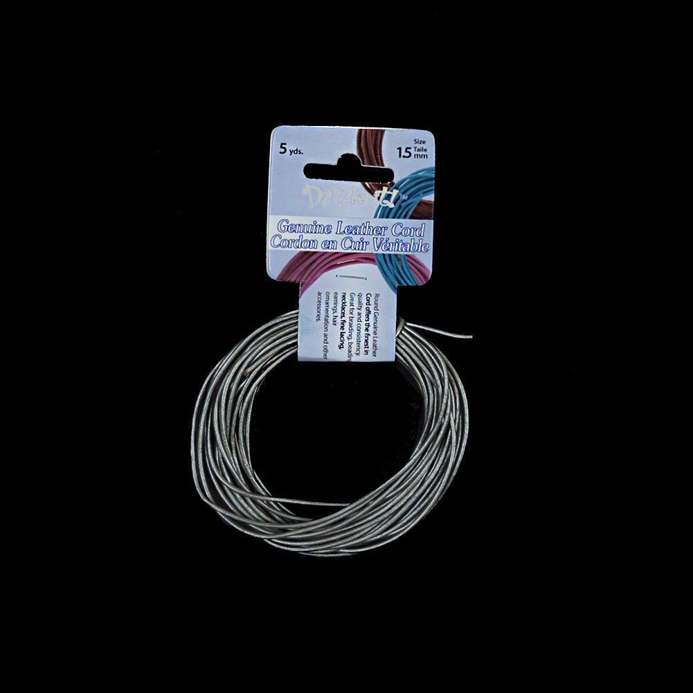 Dazzle-It Metallic Gray Genuine Leather Cord - 1.5mm - Joann Fabrics