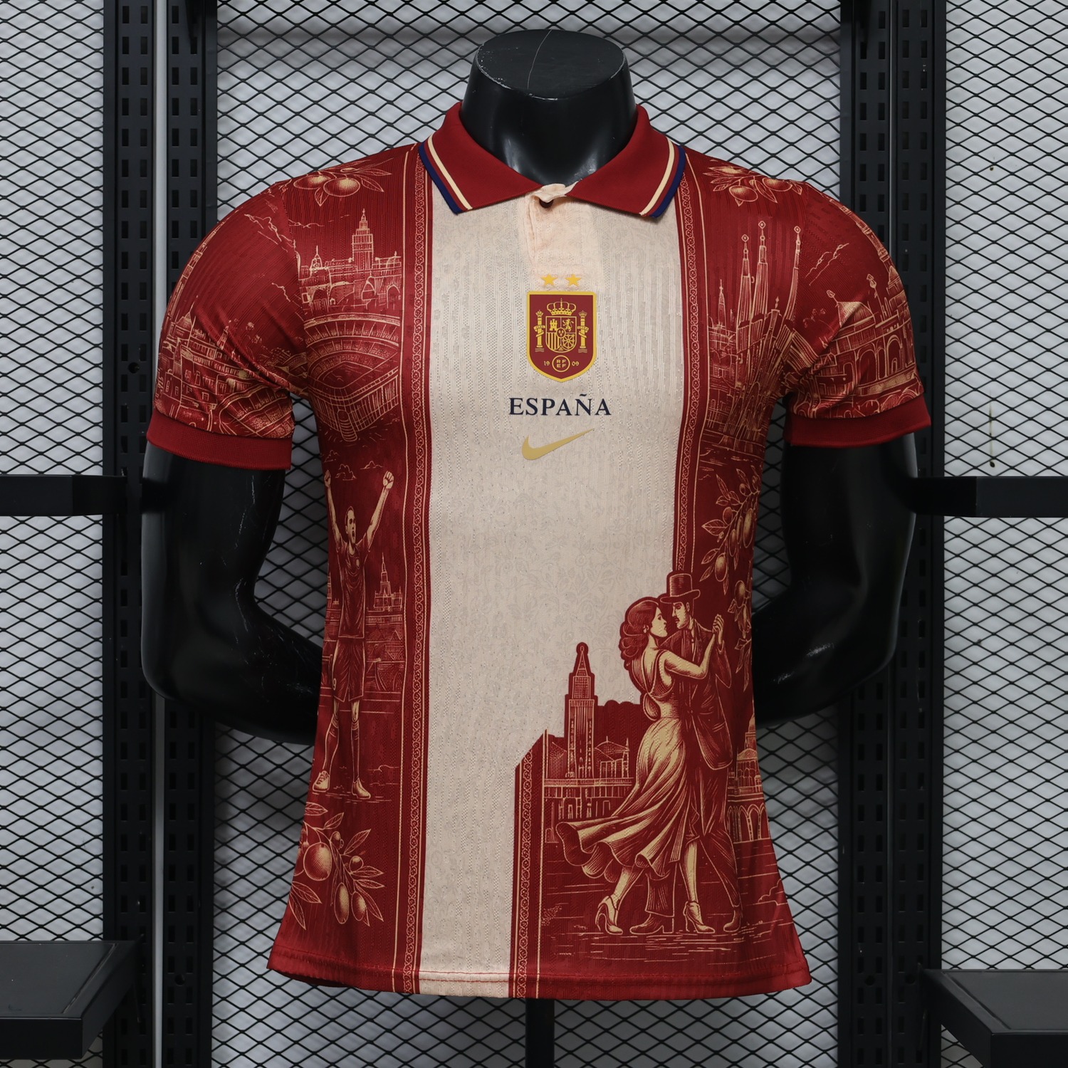 【Two-Crown Star】Spain 2026 Red Gold Landmarks Special Jersey - Player Version - UnitedFutballJersey