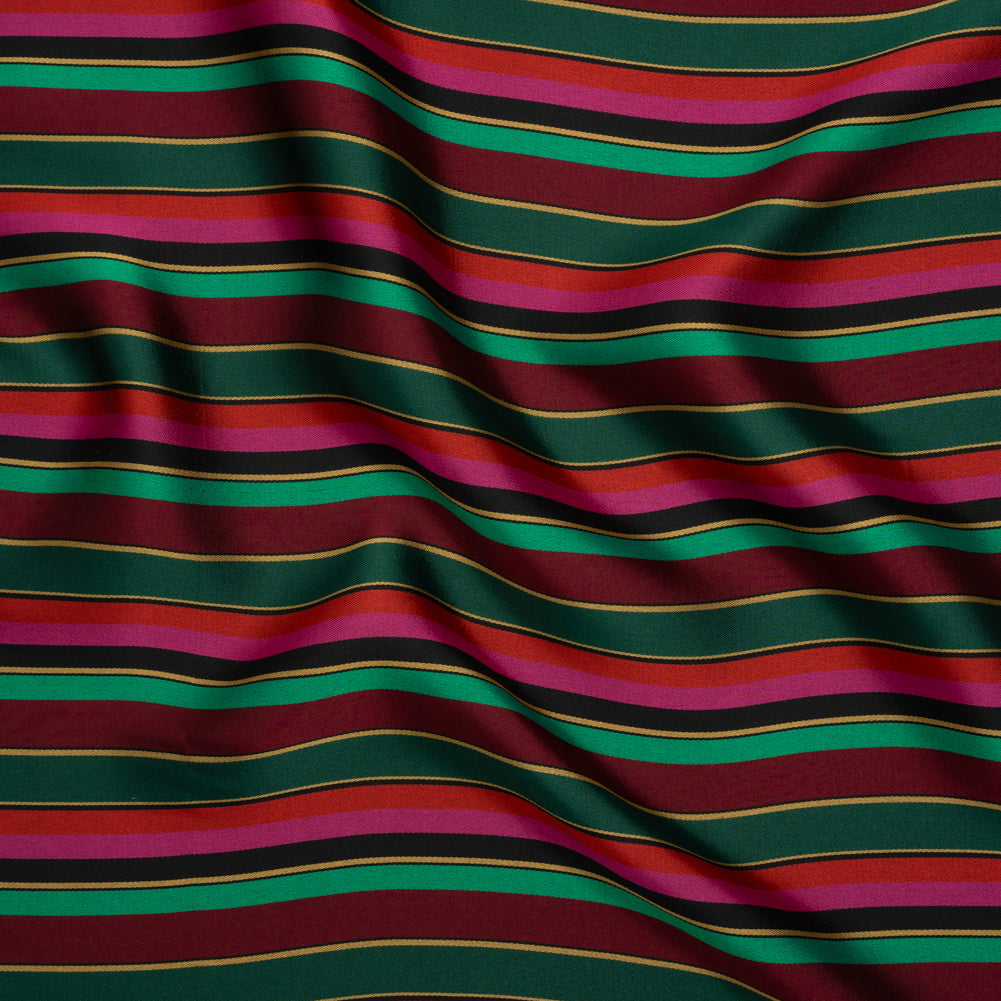 Satin-Faced Viscose and Acetate Woven - Black, Red and Green Barcode Stripes - Designer Deadstock Made in Italy - Joann Fabrics