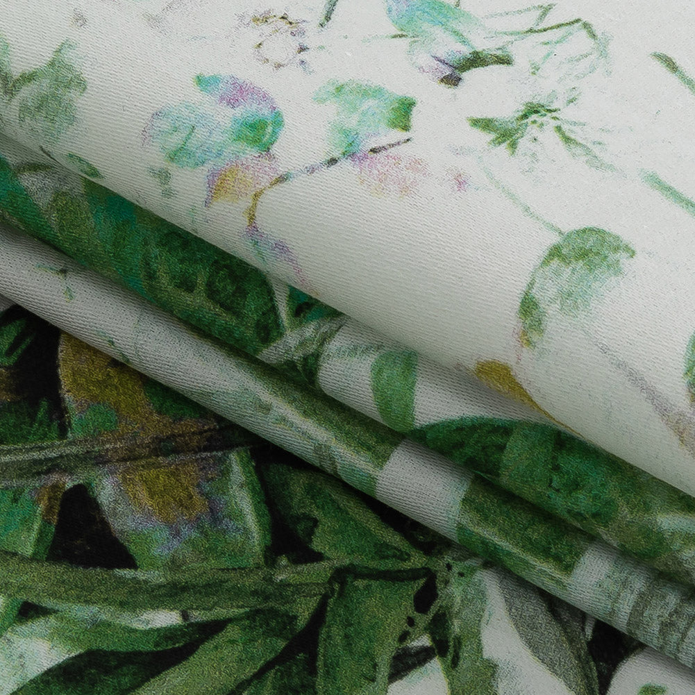 Mercerized Organic Egyptian Cotton Shirting - Green and Yellow Tropical Oasis - Ravello Collection - Joann Fabrics