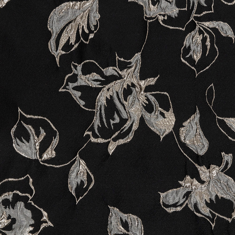 Metallic Silver, Black and Gray Floral Luxury Brocade - Joann Fabrics