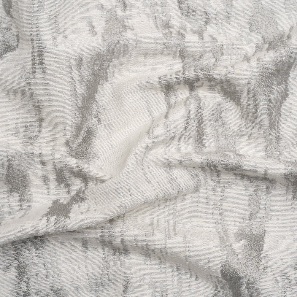 White and Silver Abstract Viscose, Polyester and Linen Drapery Jacquard - Joann Fabrics