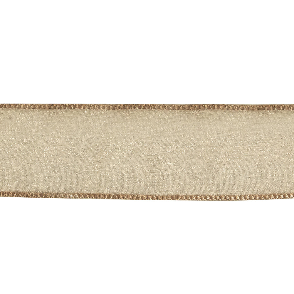 Beige Shimmering Organza Ribbon with Woven Edges - 1.125