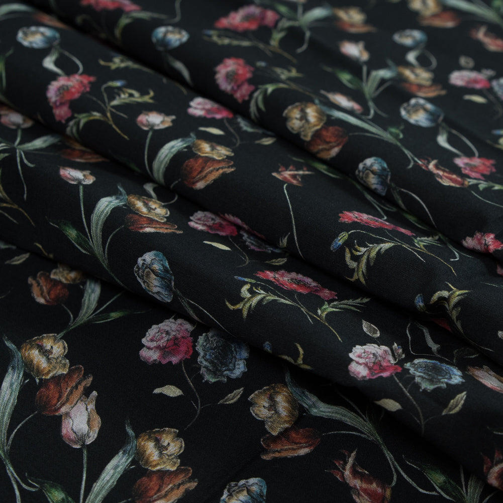 Cotton Voile - Black Floral - Peonies at Midnight Print - Mood Exclusive Botanical Collection - Joann Fabrics