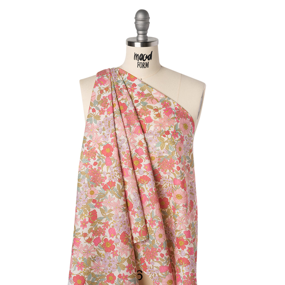 Liberty Fabrics Tana Lawn® - Clarabell Pink - Light Pink, Olive Green and Pale Purple Floral - Joann Fabrics