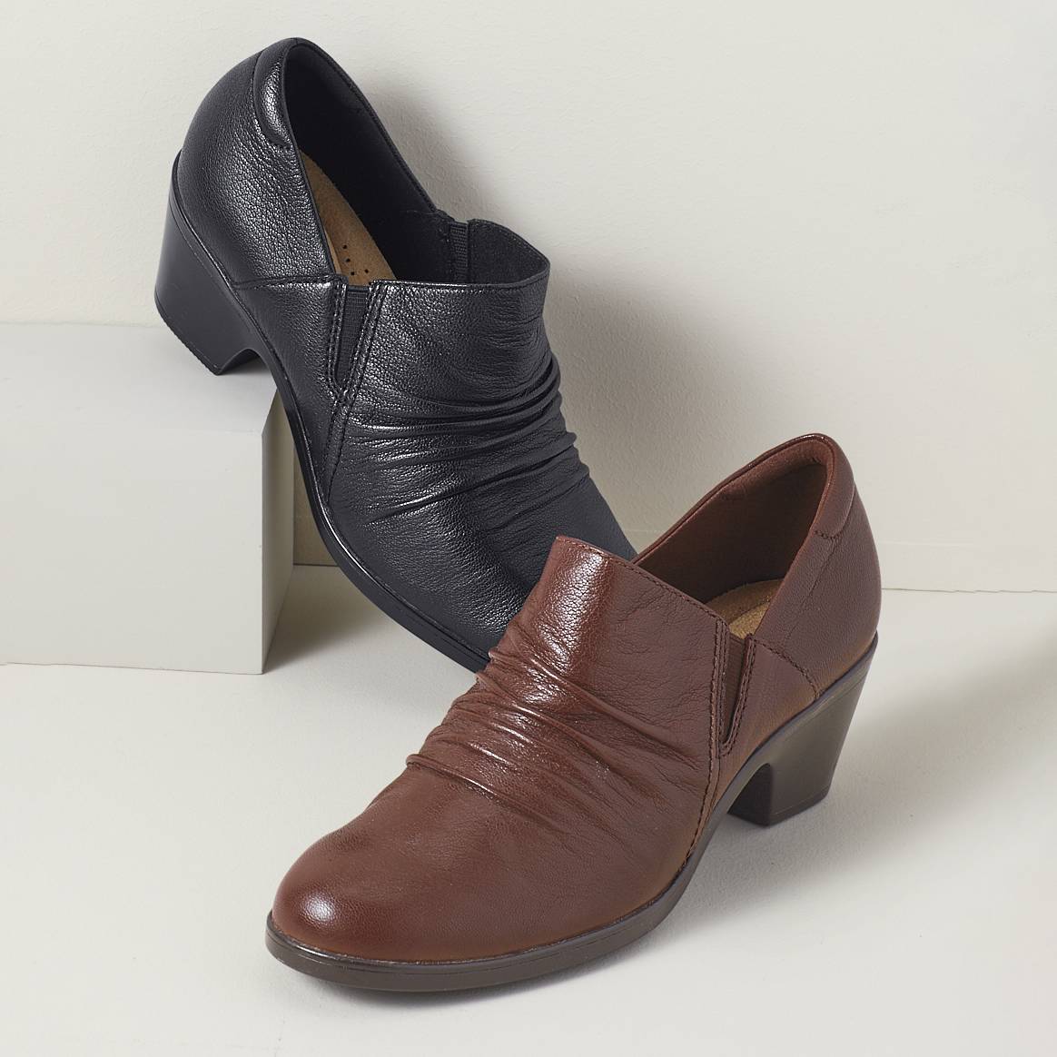Ruched Leather Shoes by Clarks® - Northstyle Catalog