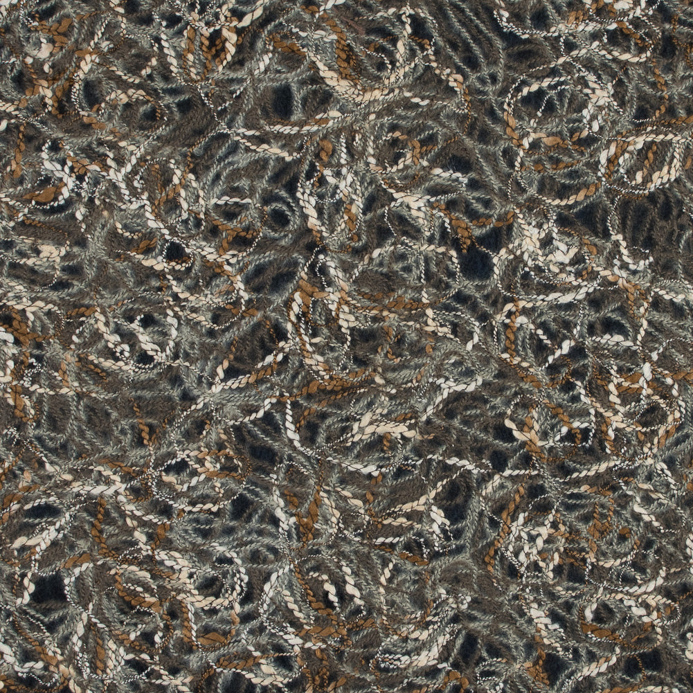 Designer Novelty Gray and Brown Felted Lace with Rope Design - Joann Fabrics