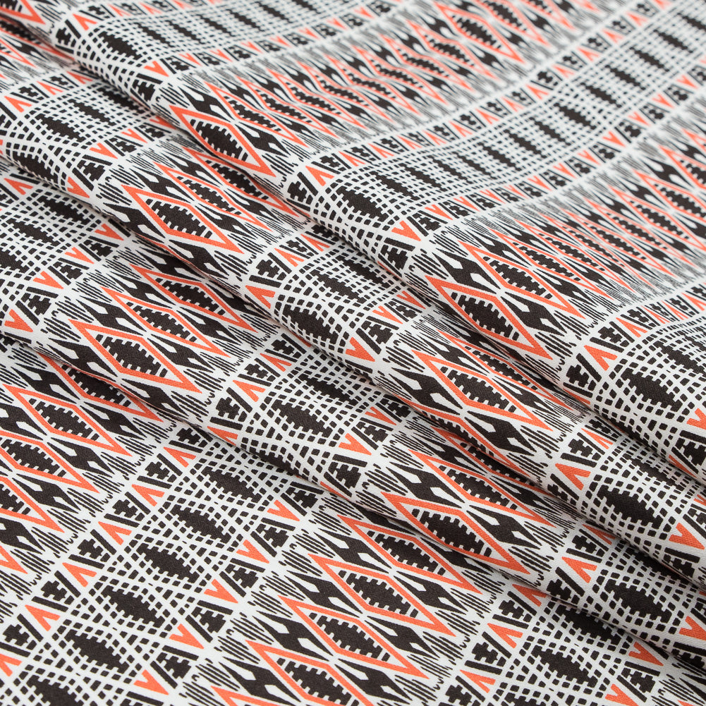 Red Orange Geometric Stretch Cotton Twill - Joann Fabrics