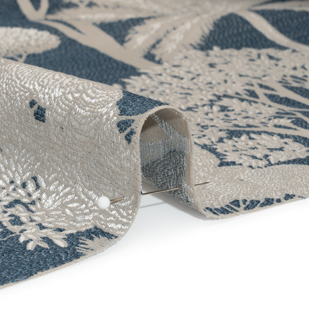 Recycled Polyester Drapery Jacquard - Indigo Jungle Trees - British Imported - Joann Fabrics